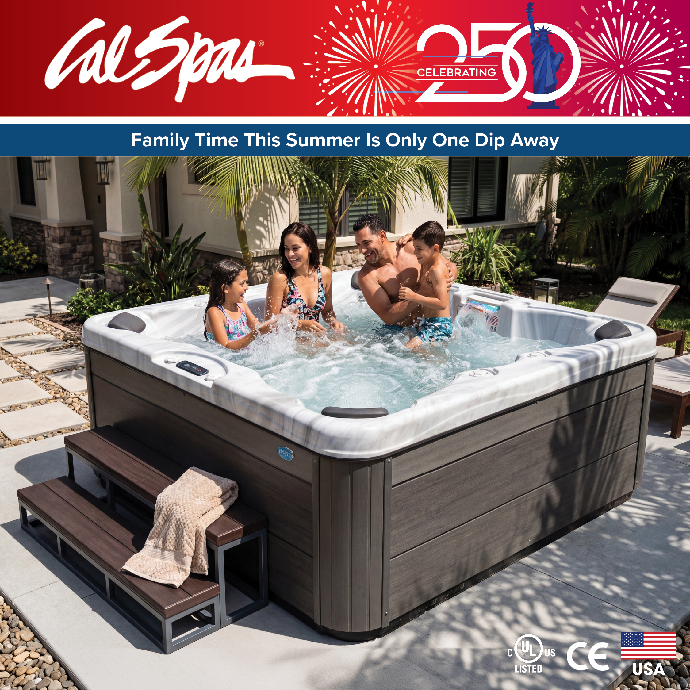 Calspas hot tub being used in a family setting - Cedar Rapids